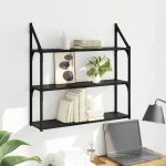 vidaXL Ράφι Τοίχου Μαύρη Οξυά 80 x 21 x 78,5 cm Επεξεργασμένο ξύλο