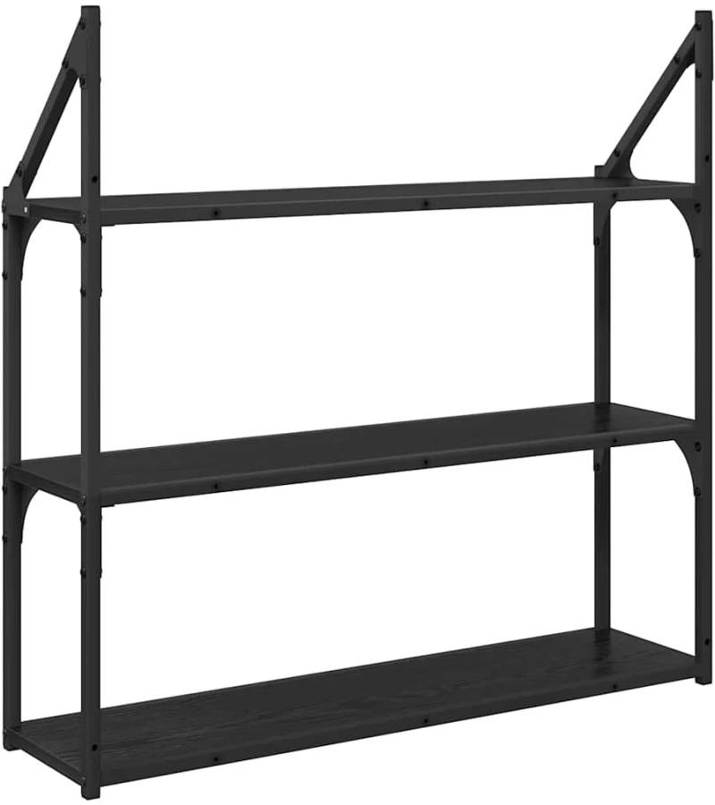 vidaXL Ράφι Τοίχου Μαύρη Οξυά 80 x 21 x 78,5 cm Επεξεργασμένο ξύλο
