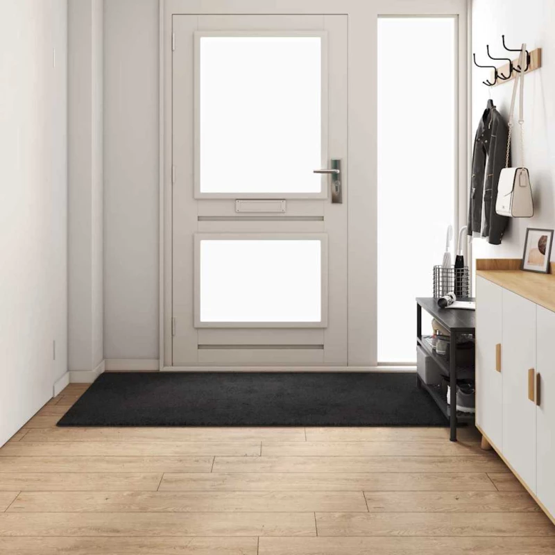 vidaXL Δερμάτινο Χαλί Μαύρο 100 x 200 cm 100% Πολυπροπυλένιο Τούφτα