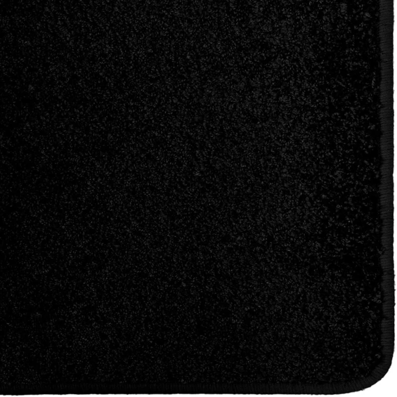 vidaXL Δερμάτινο Χαλί Μαύρο 100 x 200 cm 100% Πολυπροπυλένιο Τούφτα