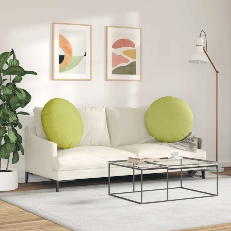 vidaXL Μαξιλάρια καθισμάτων 2 pcs Ανοιχτό Πράσινο Ø60 x 21 εκ ύφασμα