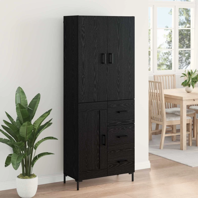vidaXL Highboard Μαύρη Οξυά 69,5 x 34 x 180 εκ. Επεξεργασμένο ξύλο