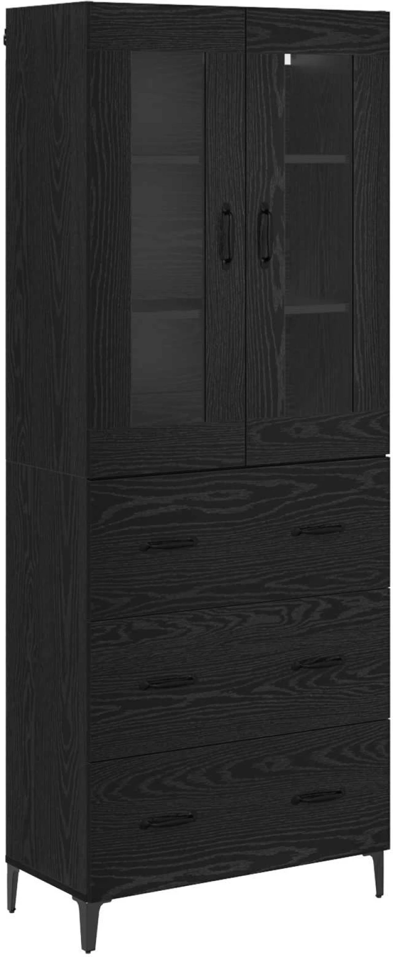 vidaXL Highboard Μαύρη Οξυά 69,5 x 34 x 180 εκ. Επεξεργασμένο ξύλο
