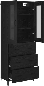 vidaXL Highboard Μαύρη Οξυά 69,5 x 34 x 180 εκ. Επεξεργασμένο ξύλο
