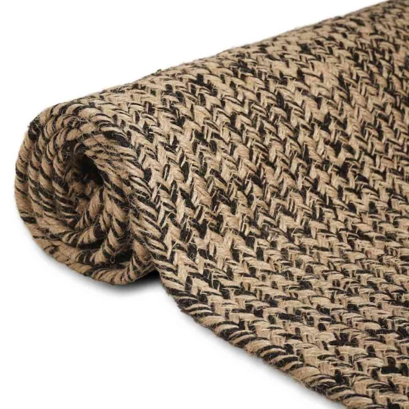 vidaXL Χαλί Φυσικό και μαύρο 60 x 110 cm Γιούτα