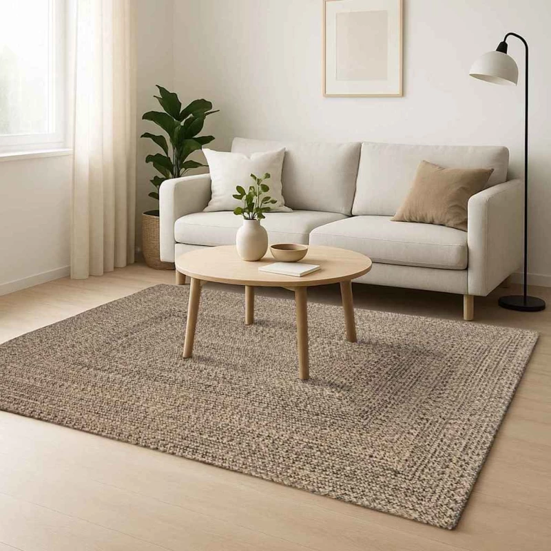 vidaXL Χαλί Φυσικό και μαύρο 160 x 230 cm Γιούτα