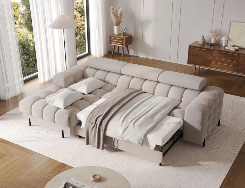 Γωνιακός καναπές Freyia-Beige-Αριστερή