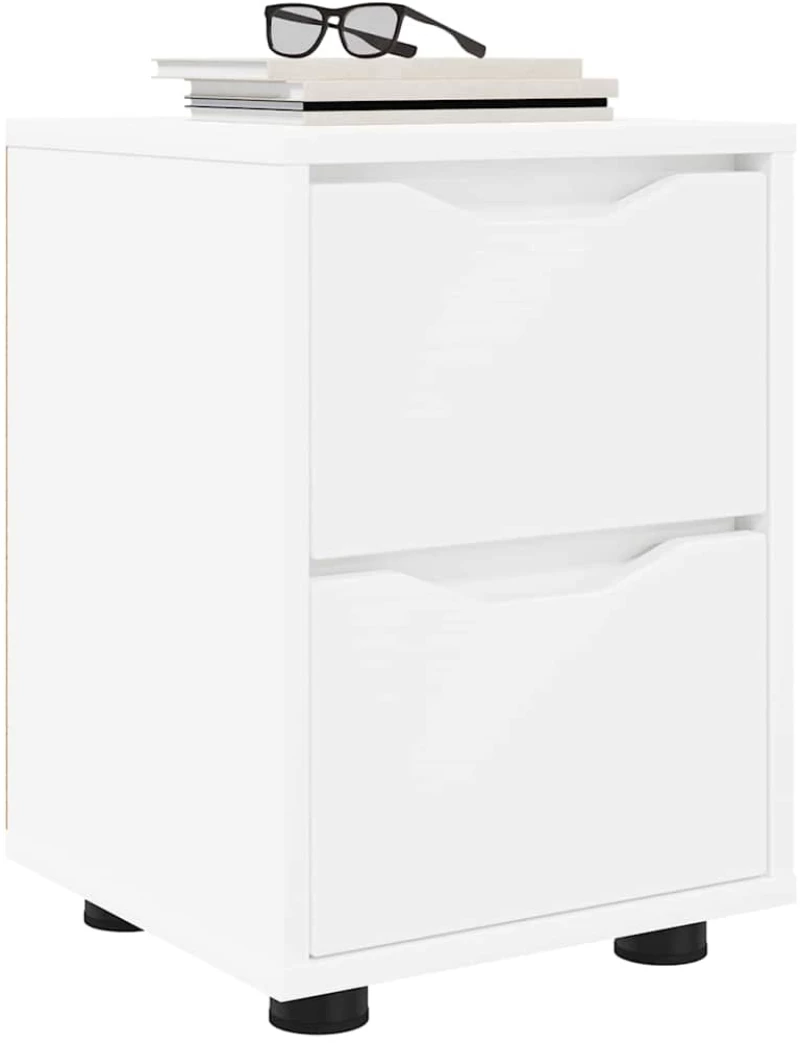vidaXL Κομοδίνο με συρτάρι Λευκό 30,5 x 30 x 43 εκ Επεξεργασμένο ξύλο