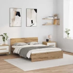 vidaXL Σκελετός Κρεβατιού Artisan Oak 135 x 190 cm Επεξεργασμένο ξύλο