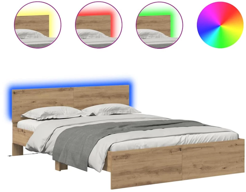 vidaXL Σκελετός Κρεβατιού Artisan Oak 135 x 190 cm Επεξεργασμένο ξύλο