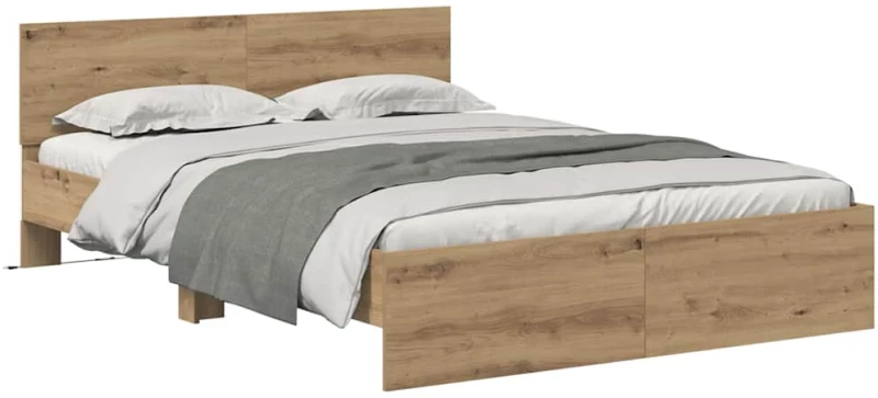 vidaXL Σκελετός Κρεβατιού Artisan Oak 135 x 190 cm Επεξεργασμένο ξύλο