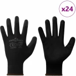 vidaXL Γάντια Εργασίας 24 pcs Μαύρο 8 / m Πολυεστέρας