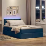 vidaXL Κρεβάτι με αποθηκευτικό χώρο και LED Μπλε 120 x 200 cm
