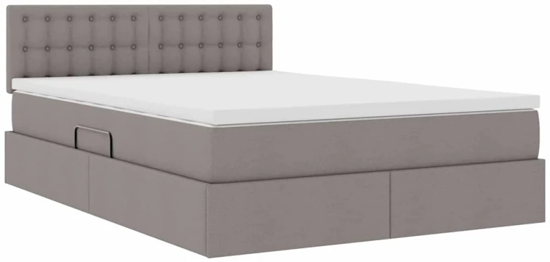 vidaXL Κρεβάτι με αποθηκευτικό χώρο και LED Taupe 140 x 200 cm