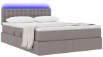 vidaXL Κρεβάτι με αποθηκευτικό χώρο και LED Taupe 140 x 200 cm