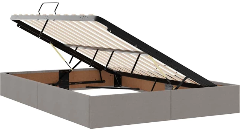 vidaXL Κρεβάτι με αποθηκευτικό χώρο και LED Taupe 140 x 200 cm
