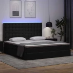 vidaXL Κρεβάτι με αποθηκευτικό χώρο και LED Μαύρο 180 x 200 cm