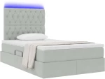 vidaXL Κρεβάτι με αποθηκευτικό χώρο και LED Ανοιχτό γκρι 120 x 200 cm
