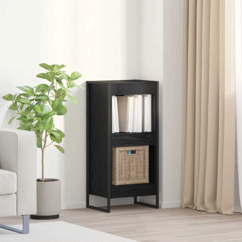 vidaXL Βιβλιοθήκη Μαύρη Οξυά 80 x 30 x 155 εκ Επεξεργασμένο ξύλο