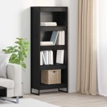 vidaXL Βιβλιοθήκη Μαύρη Οξυά 80 x 30 x 155 εκ Επεξεργασμένο ξύλο
