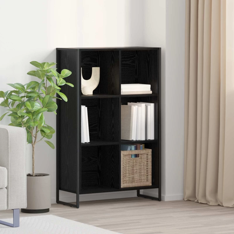 vidaXL Βιβλιοθήκη Μαύρη Οξυά 99.5 x 30 x 108.5 εκ Επεξεργασμένο ξύλο