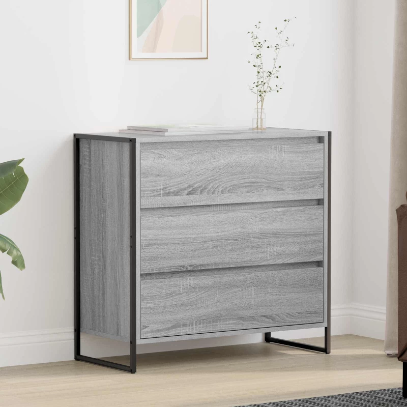 vidaXL Πλαϊνό γραφείο με συρτάρι Γκρίζο Σονομα 79 x 36 x 75.5 εκ.