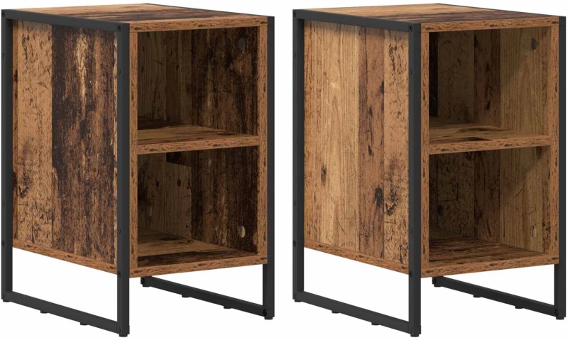 vidaXL Κομοδίνο 2 pcs Παλιό Ξύλο 39.5 x 30 x 50 εκ Επεξεργασμένο ξύλο