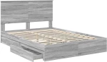 vidaXL Κρεβάτι Αποθήκης Γκρίζο Σονομα 140 x 200 cm Επεξεργασμένο ξύλο