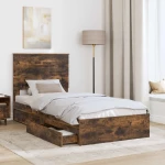 vidaXL Κρεβάτι Αποθήκης Καπνιστό Δρύς 100 x 200 cm Επεξεργασμένο ξύλο