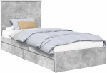 vidaXL Κρεβάτι Αποθήκης Σκυρόδεμα Γκρι 90 x 190 cm Επεξεργασμένο ξύλο