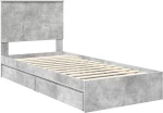 vidaXL Κρεβάτι Αποθήκης Σκυρόδεμα Γκρι 90 x 190 cm Επεξεργασμένο ξύλο