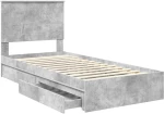 vidaXL Κρεβάτι Αποθήκης Σκυρόδεμα Γκρι 90 x 190 cm Επεξεργασμένο ξύλο