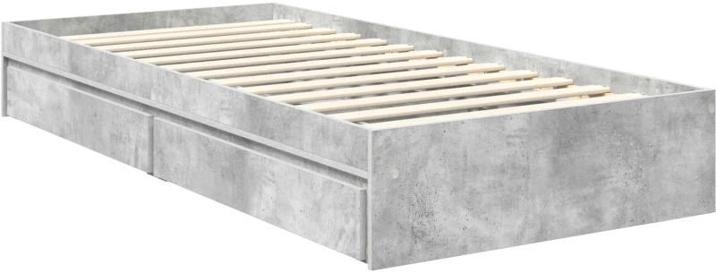 vidaXL Κρεβάτι Αποθήκης Σκυρόδεμα Γκρι 90 x 190 cm Επεξεργασμένο ξύλο