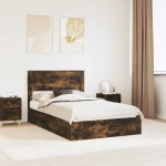 vidaXL Κρεβάτι Αποθήκης Καπνιστό Δρύς 135 x 190 cm Επεξεργασμένο ξύλο
