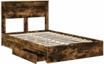 vidaXL Κρεβάτι Αποθήκης Καπνιστό Δρύς 135 x 190 cm Επεξεργασμένο ξύλο