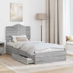 vidaXL Κρεβάτι Αποθήκης Γκρίζο Σονομα 90 x 190 cm Επεξεργασμένο ξύλο