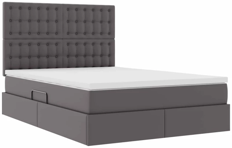vidaXL Κρεβάτι Αποθήκης με στρώμα Γκρι 140 x 190 cm Τεχνητό Δέρμα
