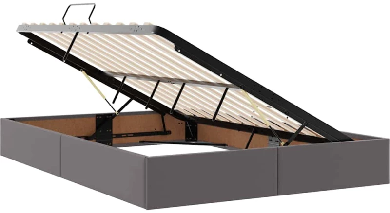 vidaXL Κρεβάτι Αποθήκης με στρώμα Γκρι 140 x 190 cm Τεχνητό Δέρμα