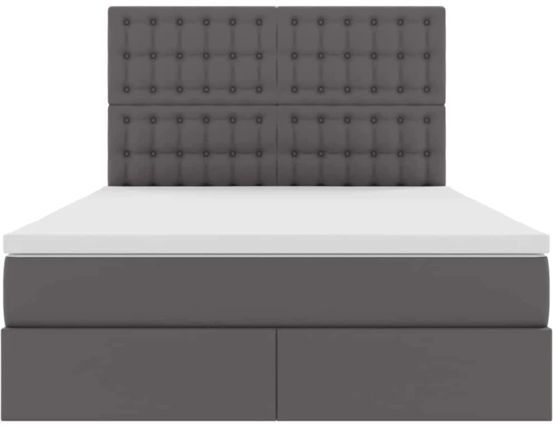 vidaXL Κρεβάτι Αποθήκης με στρώμα Γκρι 140 x 190 cm Τεχνητό Δέρμα