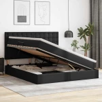 vidaXL Κρεβάτι Αποθήκης με στρώμα Μαύρο 180 x 200 cm Τεχνητό Δέρμα