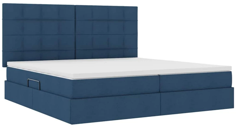 vidaXL Κρεβάτι Αποθήκης με στρώμα Μπλε 200 x 200 cm Τεχνητό Δέρμα