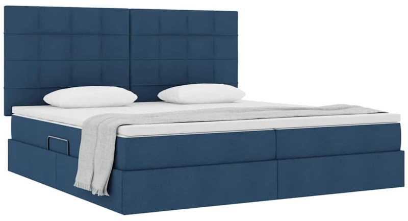 vidaXL Κρεβάτι Αποθήκης με στρώμα Μπλε 200 x 200 cm Τεχνητό Δέρμα