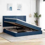 vidaXL Κρεβάτι Αποθήκης με στρώμα Μπλε 200 x 200 cm Τεχνητό Δέρμα