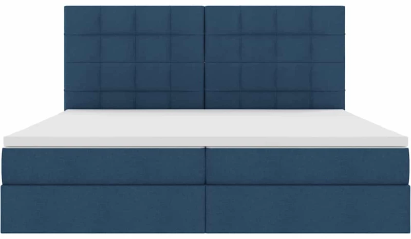 vidaXL Κρεβάτι Αποθήκης με στρώμα Μπλε 200 x 200 cm Τεχνητό Δέρμα
