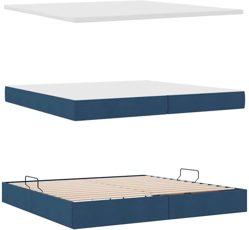vidaXL Κρεβάτι Αποθήκης με στρώμα Μπλε 200 x 200 cm Τεχνητό Δέρμα