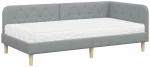 vidaXL Κρεβάτι Γωνίας με στρώμα Ανοιχτό γκρι 100 x 200 cm ύφασμα