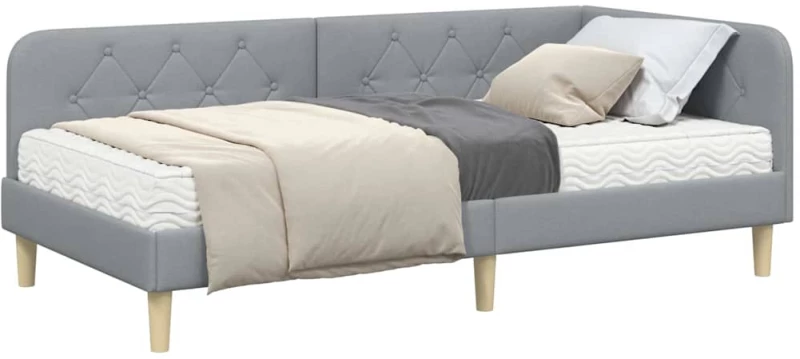 vidaXL Κρεβάτι Γωνίας με στρώμα Ανοιχτό γκρι 100 x 200 cm ύφασμα