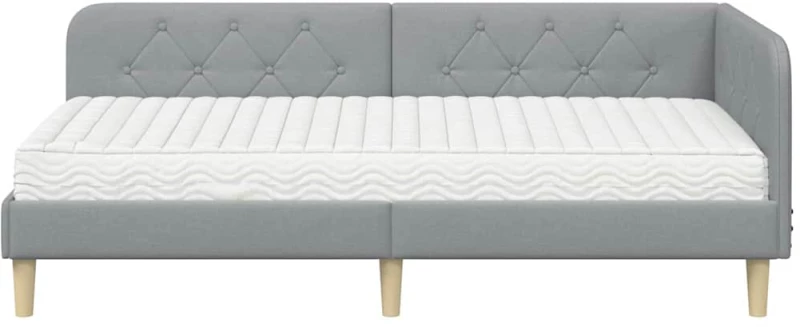 vidaXL Κρεβάτι Γωνίας με στρώμα Ανοιχτό γκρι 100 x 200 cm ύφασμα