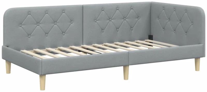 vidaXL Κρεβάτι Γωνίας με στρώμα Ανοιχτό γκρι 100 x 200 cm ύφασμα