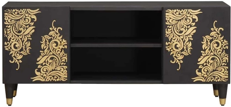 vidaXL Ντουλάπι TV με ράφι Μαύρο 105 x 33 x 46 εκ. Στερεό ξύλο μάνγκο